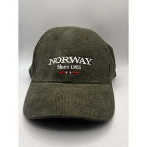 Norway 'Since 1905' Embroidered Olive Green Corduroy Souvenir Hat Cap OS